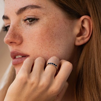 Срібна каблучка з сапфірами 1848/1р-HSPH №4