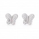 Срібні сережки-пусети "Метелики" з фіанітами 121675 от ювелирного магазина Оникс - 1