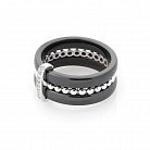 Керамическое кольцо с серебряной вставкой и фианитами 263373 от ювелирного магазина Оникс - 1