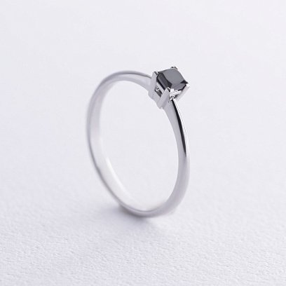 Помолвочное кольцо с черным бриллиантом (белое золото) 236331122
