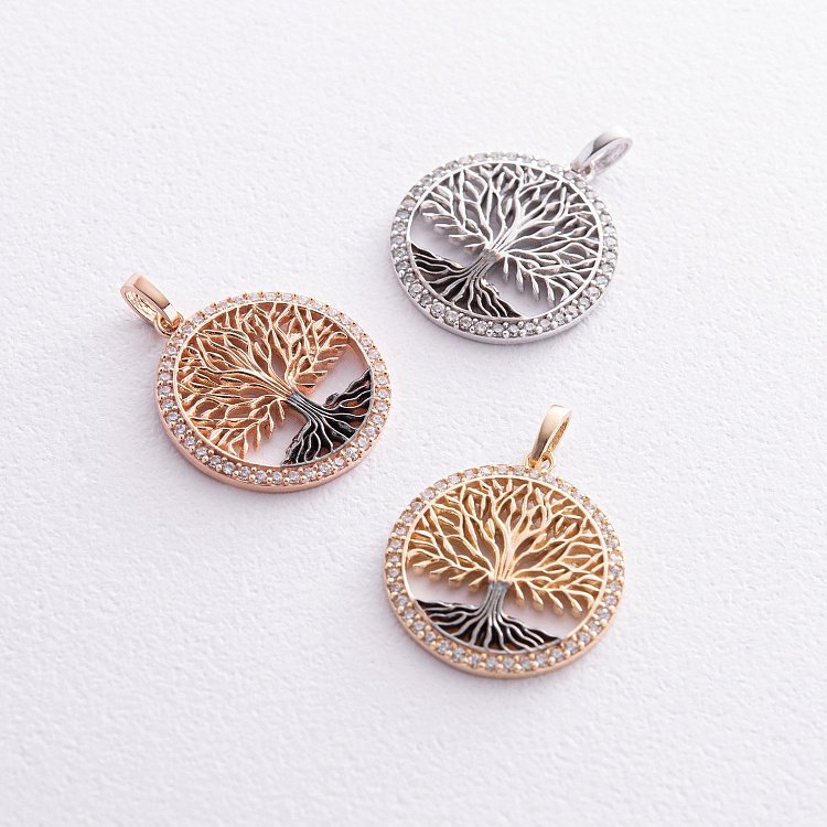 Кулон "Древо жизни" с фианитами (желтое золото) п03805 - 3 Кулон "Древо жизни" с фианитами (желтое золото) п03805 от ювелирного магазина Оникс - 3