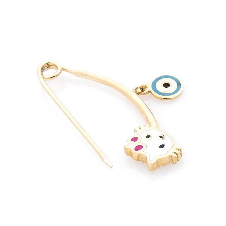 Золота шпилька "Hello Kitty і Око Фатіми" зак00255 від ювелірного магазину Онікс - 1