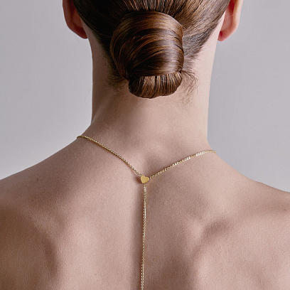 Кольє - краватка "Сердечко" у червоному золоті (регульована довжина) кол02600 №2