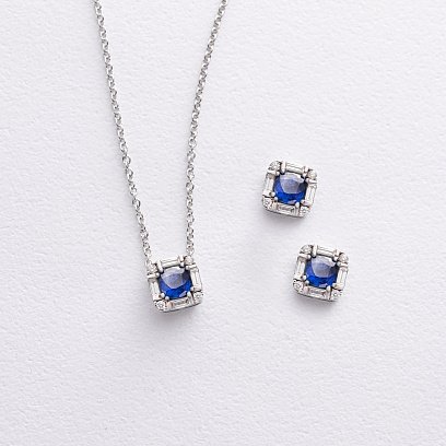 Золоте кольє з сапфіром і діамантами колб0142ca №3