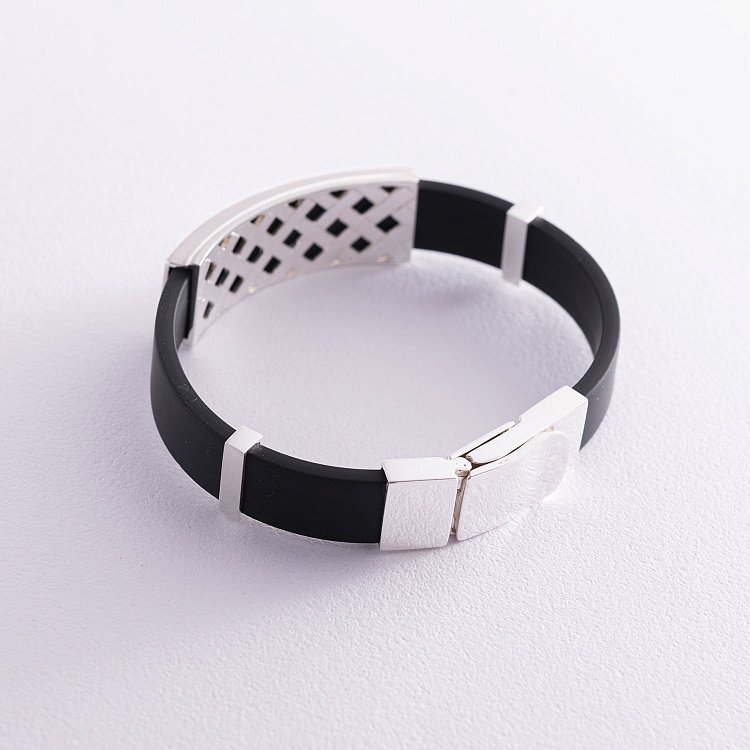 Мужской серебряный браслет (каучук) 141485 от ювелирного магазина Оникс - 2