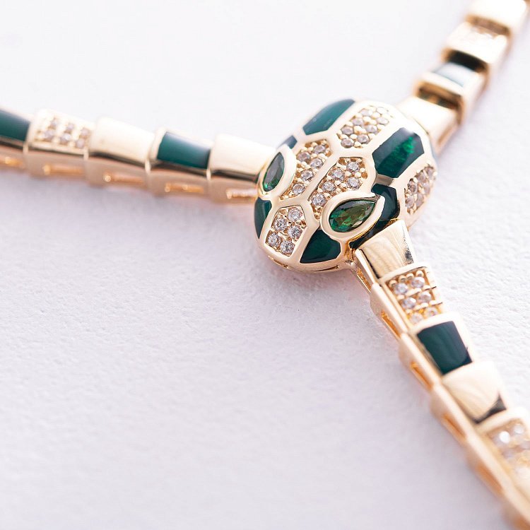 Золоте кольє "Змія" (емаль, фіаніт) кол01706 від ювелірного магазину Онікс - 1