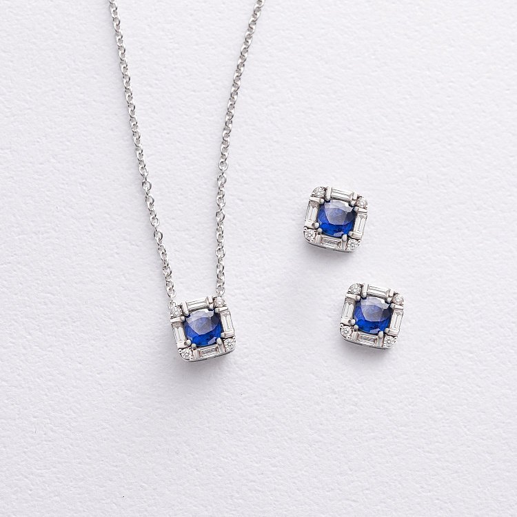 Золоте кольє з сапфіром і діамантами колб0142ca від ювелірного магазину Онікс - 2