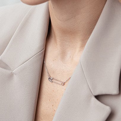 Колье "Булавка" в белом золоте кол02252 №9