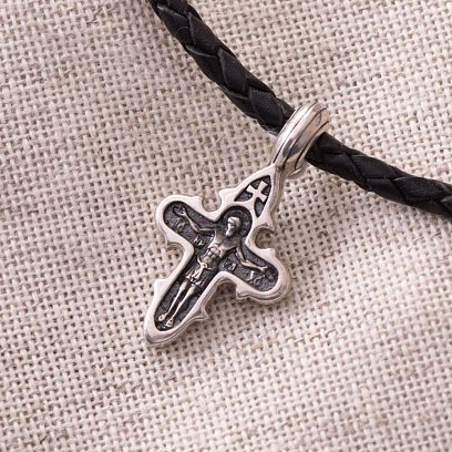 Срібний хрестик з розп'яттям (чорніння) 131726 №6