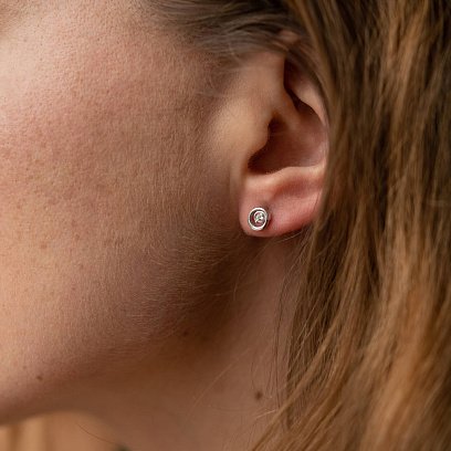 Золотые серьги - пусеты с бриллиантами 31221121 №2