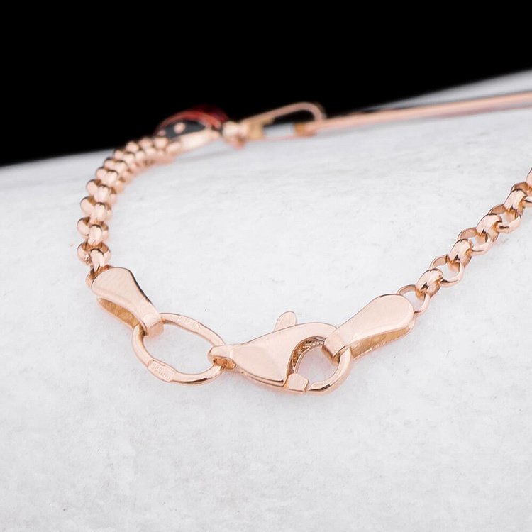 Золотой детский браслет "Божья коровка, Сердце" для гравировки б01945 от ювелирного магазина Оникс - 2