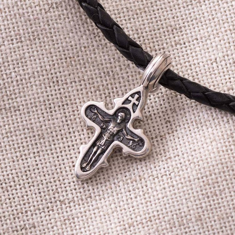 Срібний хрестик з розп'яттям (чорніння) 131726 від ювелірного магазину Онікс - 5