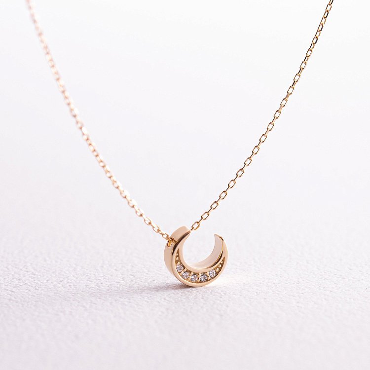 Колье "Луна" с фианитами (желтое золото) кол02312 от ювелирного магазина Оникс