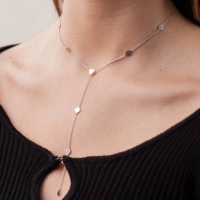 Серебряное колье - галстук "Монетки" 908-01233 №7