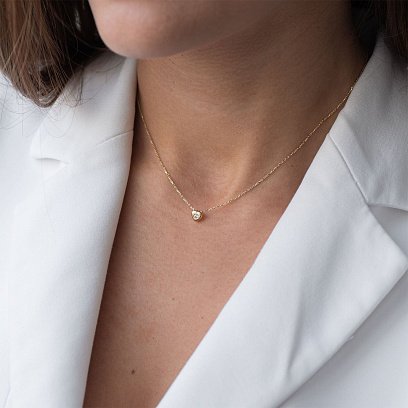 Золоте кольє "Сердечко з фіанітом" кол01624 №4