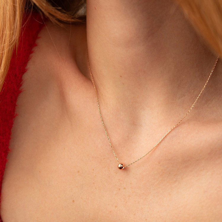 Кольє "Куля" в червоному золоті (0.6 см) кол01760 від ювелірного магазину Онікс - 4