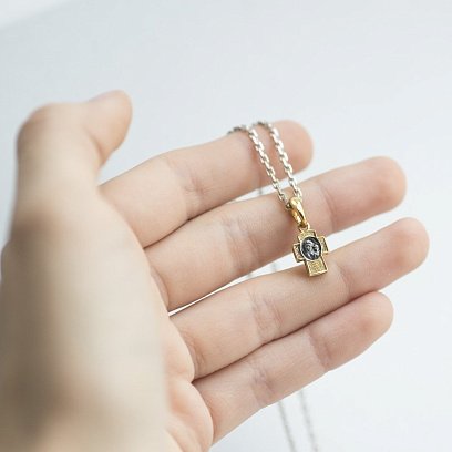 Срібний дитячий хрестик з позолотою 131802 №6