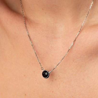 Серебряное колье с ониксом 18966 №4