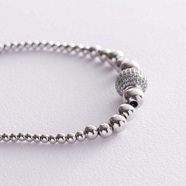 Золотой браслет с шариками (фианиты) б03581 от ювелирного магазина Оникс - 2