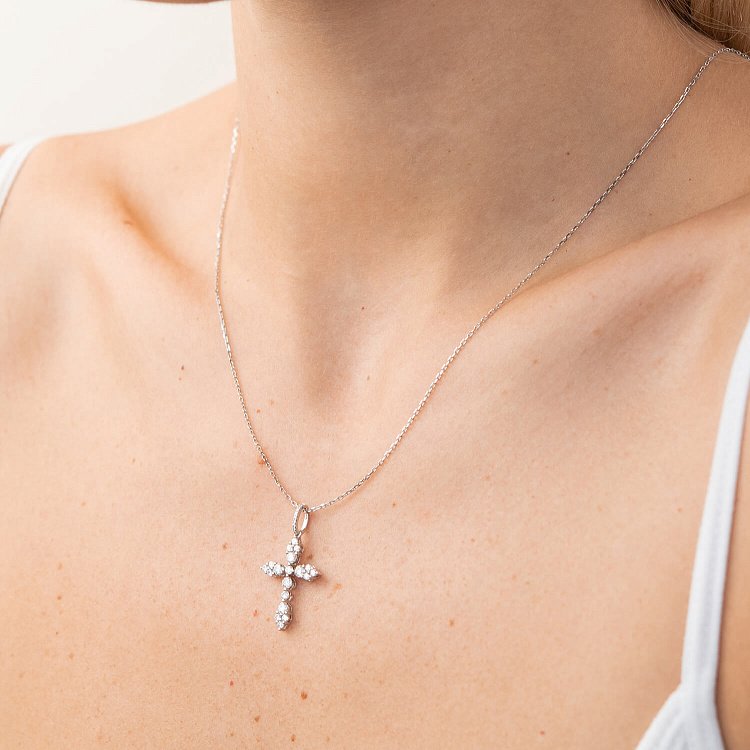 Золотой крестик с бриллиантами пб0157ch от ювелирного магазина Оникс - 1