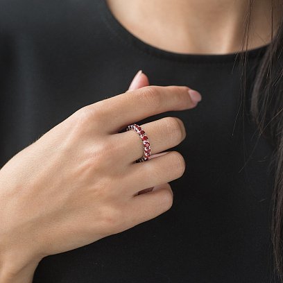 Золотое кольцо с пиропами кб0300gl №3