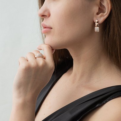 Золотые серьги с фианитами с04517 №2