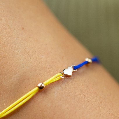 Браслет "Українське серце" у червоному золоті (синя та жовта нитка) б05322 №4