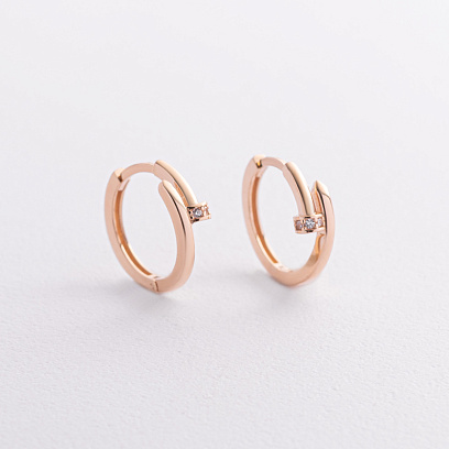 Серьги "Гвоздь" в красном золоте с09499