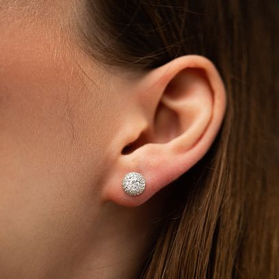 Золотые серьги - пусеты с бриллиантами 345001121 №4