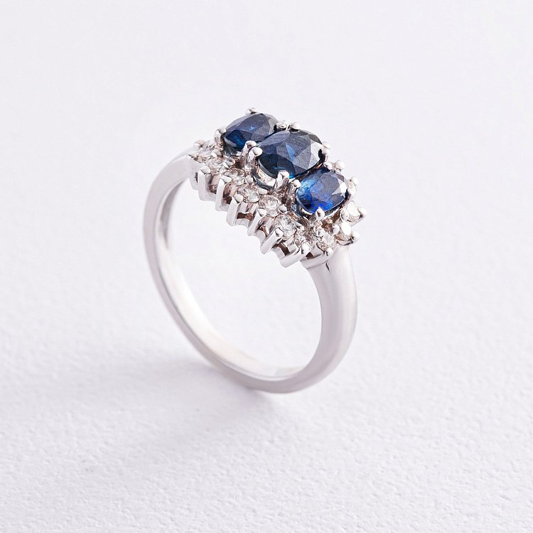 Золотое кольцо с бриллиантами и сапфирами к1597 от ювелирного магазина Оникс