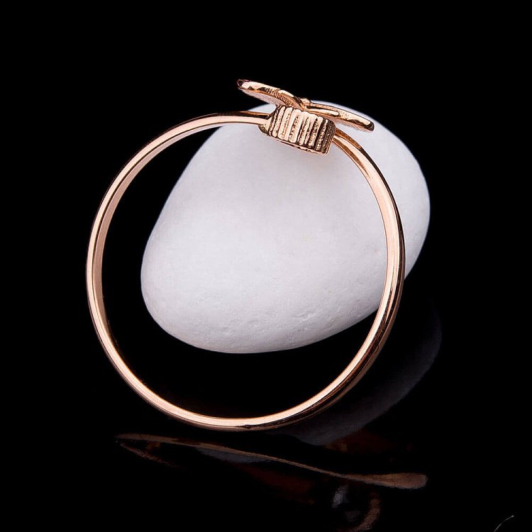 Детское золотое кольцо "Бабочка" (эмаль, фианиты) к03700 - 1 Детское золотое кольцо "Бабочка" (эмаль, фианиты) к03700 от ювелирного магазина Оникс - 1