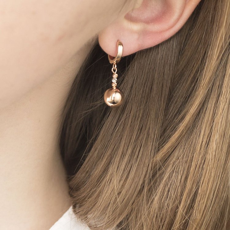 Золотые серьги с шариками (родий) с06117 от ювелирного магазина Оникс - 4