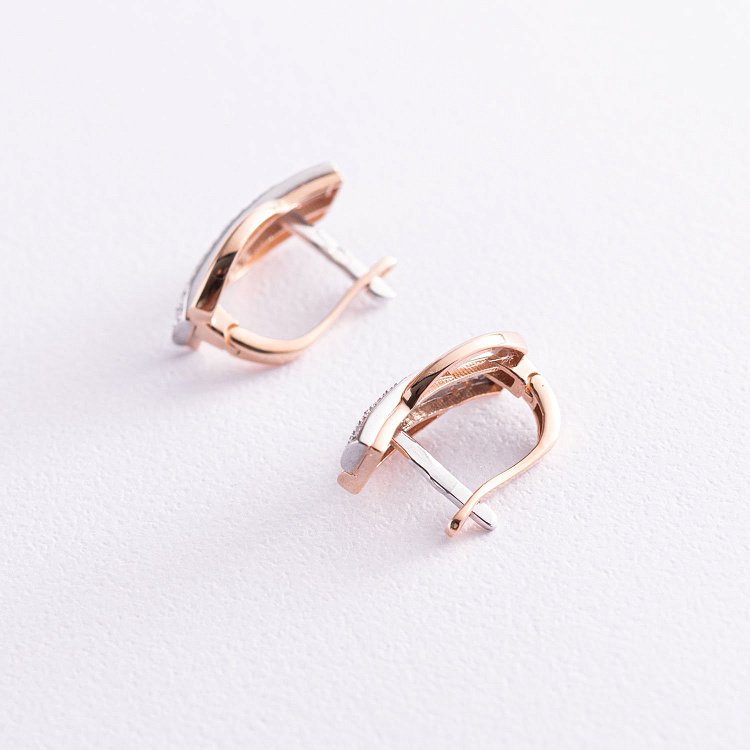 Золотые серьги с фианитами с04525 от ювелирного магазина Оникс - 1