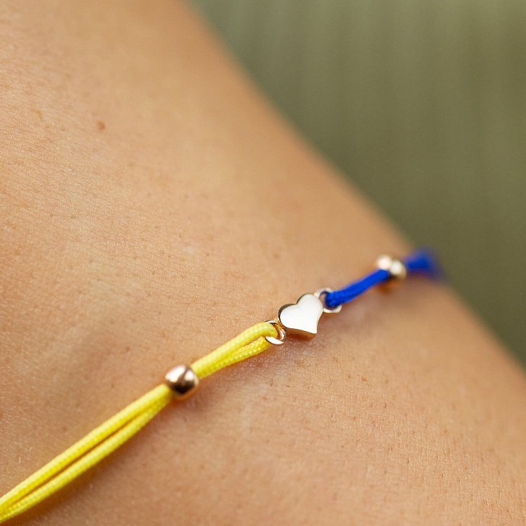 Браслет "Українське серце" у червоному золоті (синя та жовта нитка) б05322 від ювелірного магазину Онікс - 3