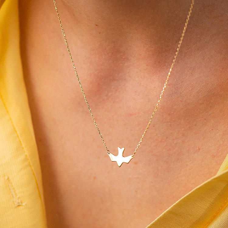 Кольє "Ластівка" у жовтому золоті кол02364 від ювелірного магазину Онікс - 6