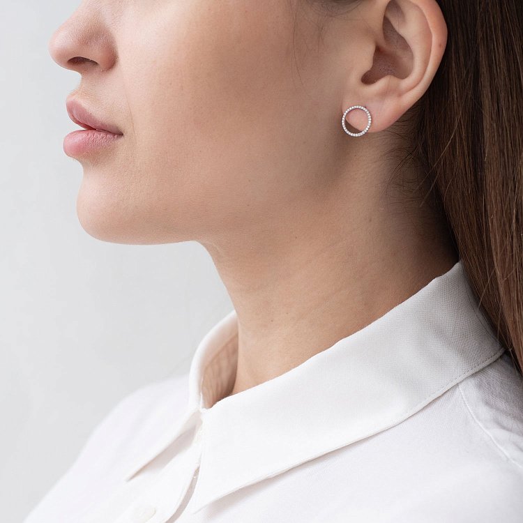 Золотые серьги с бриллиантами сб0335di от ювелирного магазина Оникс - 1