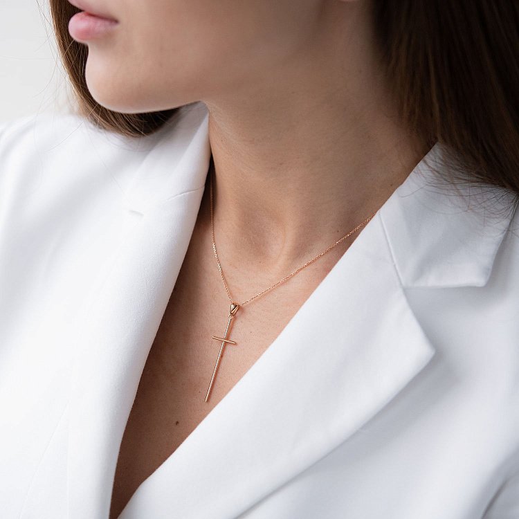 Хрест в червоному золоті п03447 від ювелірного магазину Онікс - 1