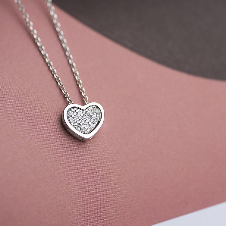 Срібне кольє з сердечком (фіаніти) 18648 від ювелірного магазину Онікс - 2