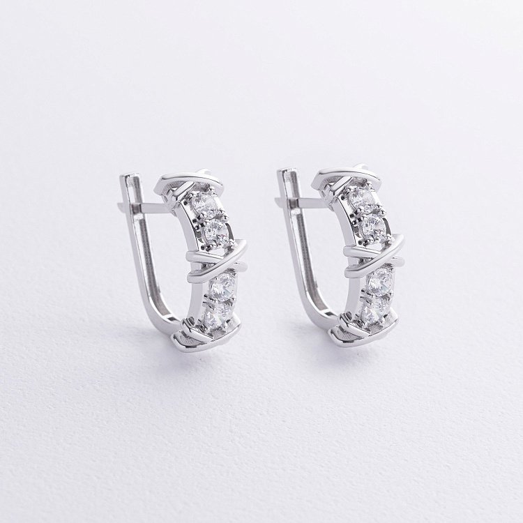 Сережки "Rosie" з фіанітами (біле золото) с09166 від ювелірного магазину Онікс