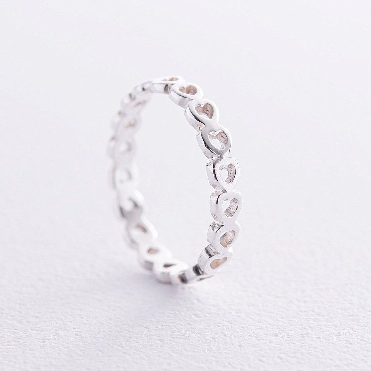 Срібна каблучка "Сердечки" 112698 від ювелірного магазину Онікс