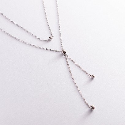 Двойное серебряное колье с шариками 181133