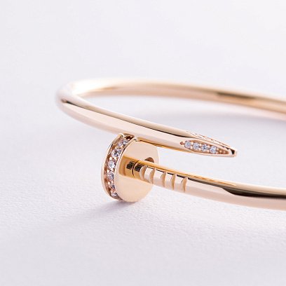 Жорстий браслет "Цвях" з фіанітами (жовте золото) б04653 №5