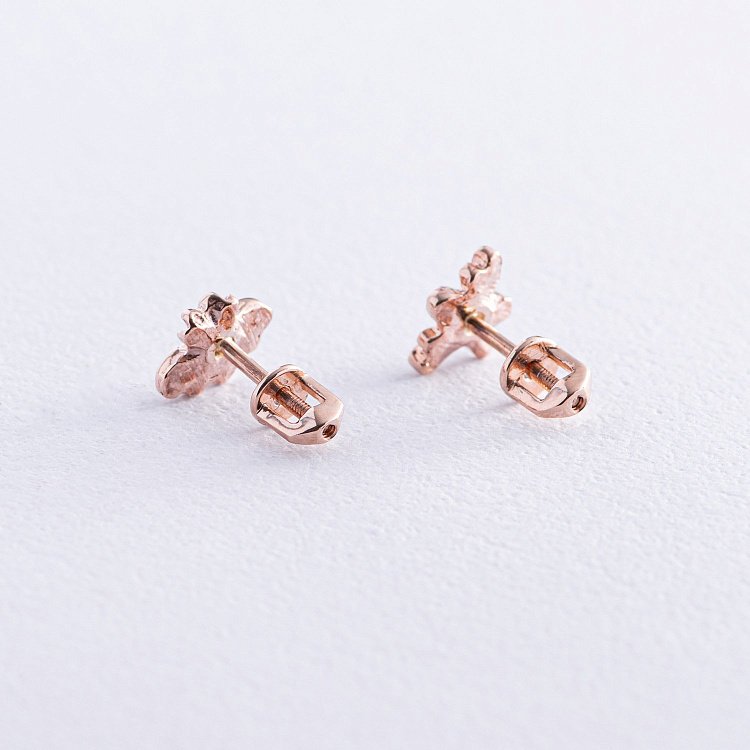 Сережки - пусети "Бджілки" у червоному золоті с07902 від ювелірного магазину Онікс - 2