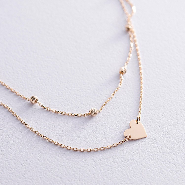 Подвійний золотий браслет "Сердечко" б05098 від ювелірного магазину Онікс - 2