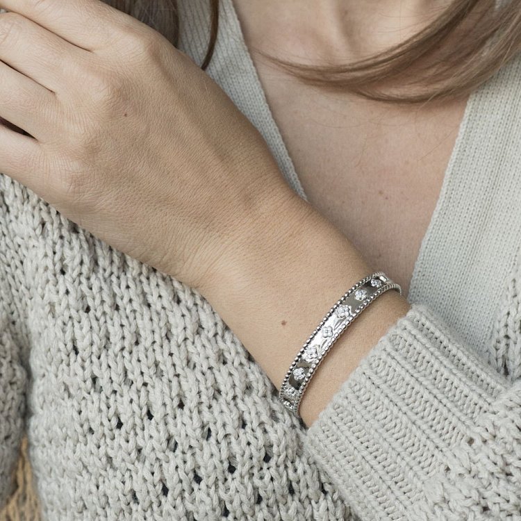 Серебряный браслет с фианитами"Клевер" 141194 от ювелирного магазина Оникс - 1