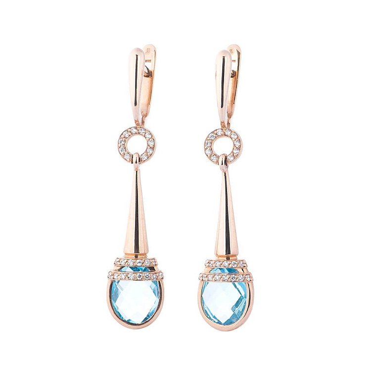 Золоті сережки з топазами swiss і фіанітами 14050774 Золоті сережки з топазами swiss і фіанітами 14050774 від ювелірного магазину Онікс