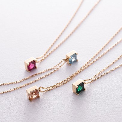 Золоте кольє "Альма" (помаранчевий фіаніт) кол02366 №13