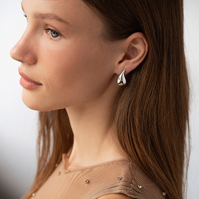 Серьги "Megan" в белом золоте (Small) с09119 №2