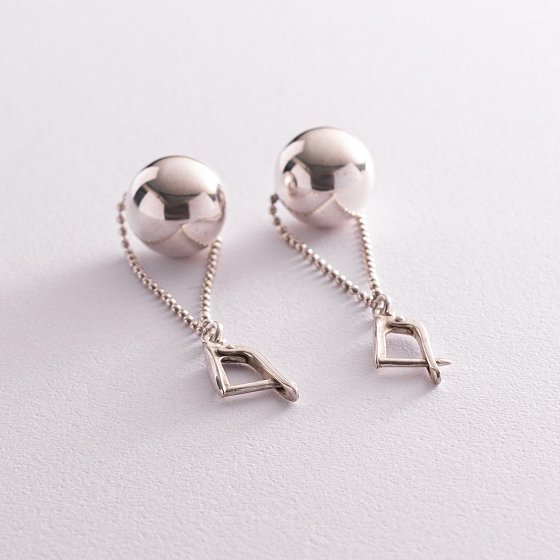 Сережки на ланцюжку з кульками 12673 №3