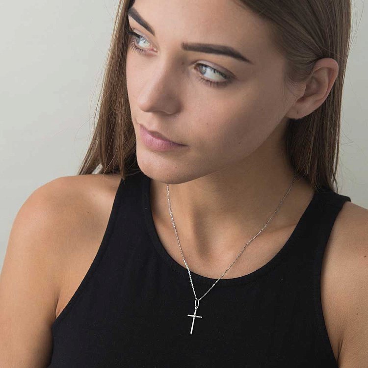 Золотой крестик с бриллиантом пб0016 от ювелирного магазина Оникс - 2